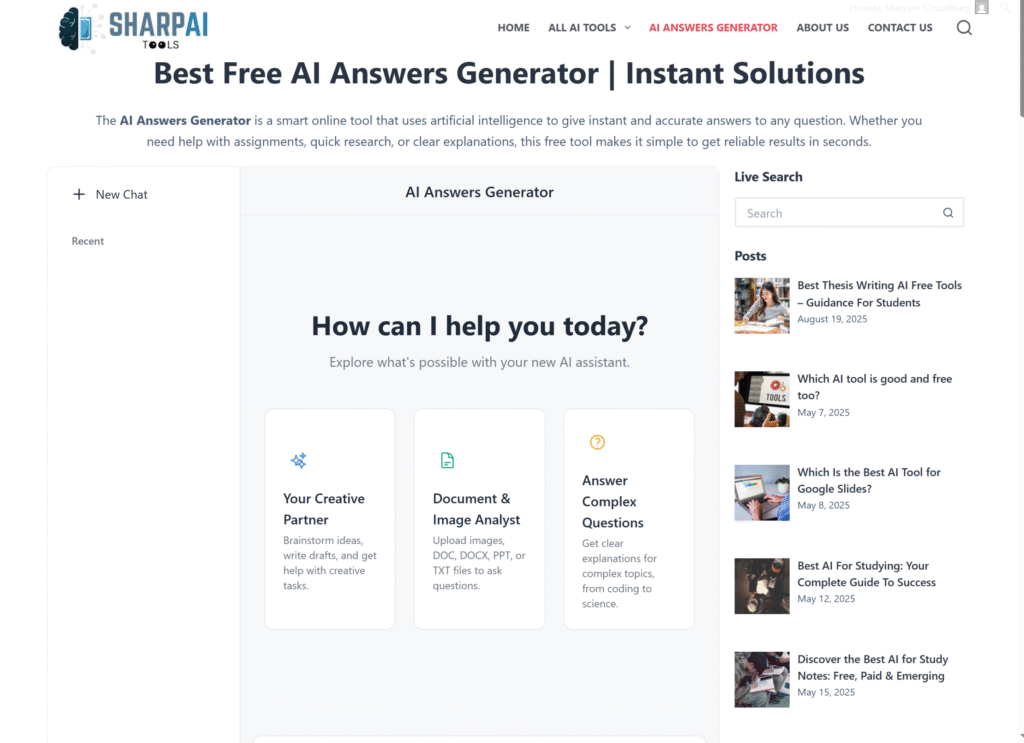Sharp AI Answers Tool